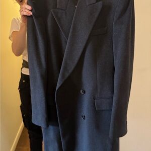 Yves Saint Laurent Double-Breasted Pea Coat in Black